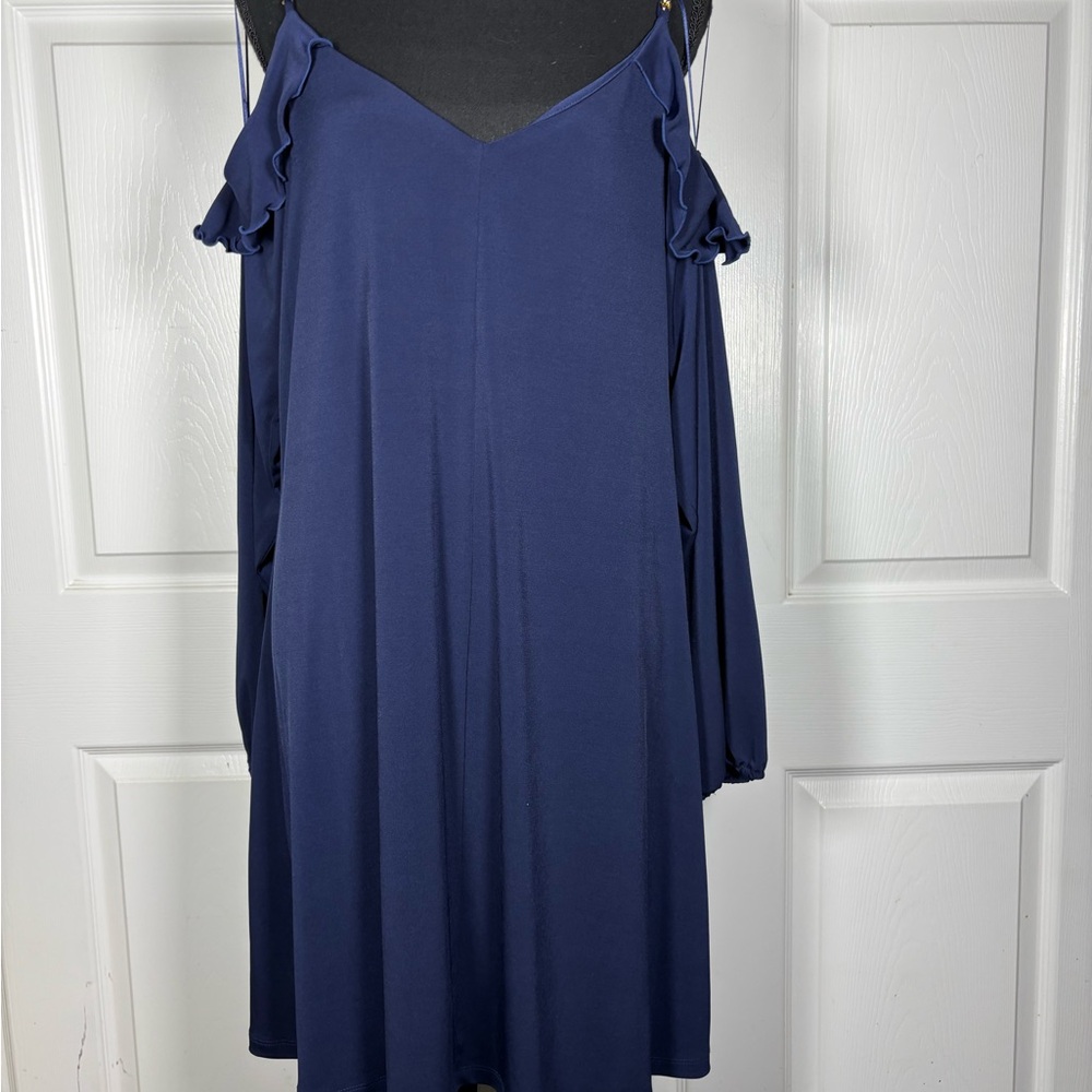 Michael Kors Navy Cold-Shoulder Long Sleeve Dress - Picture 3 of 14
